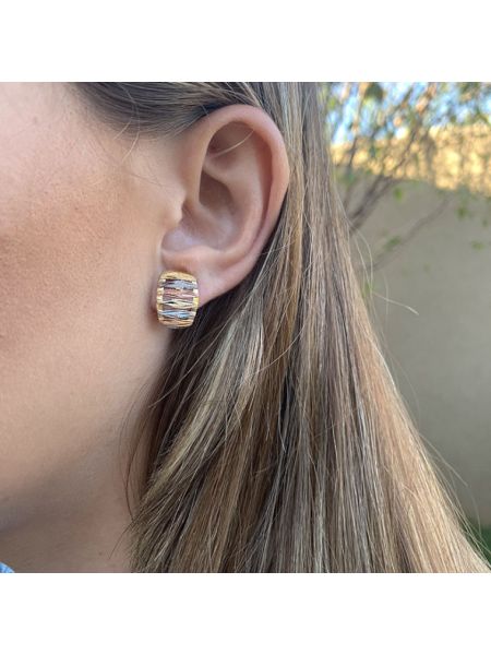 Brinco de Ouro 18k Feminino Tricolor Filary