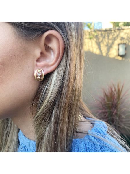 Brinco de Ouro 18k Feminino Cuore Felice