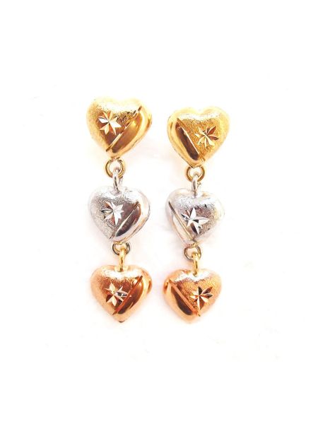 Brinco Ouro 3 Cores Colored Hearts