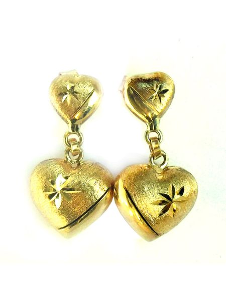 Brinco Ouro 18k Delicados Corações Feminino