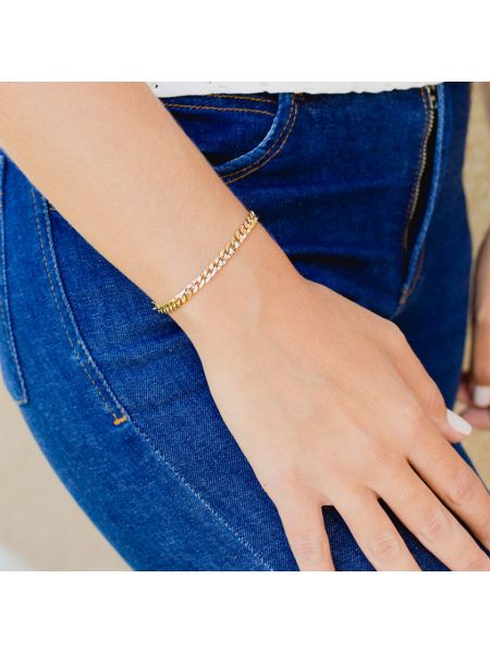 Pulseira de Ouro18k Grumet Achatada