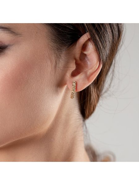 Brinco Feminino de Ouro 18k Bordado