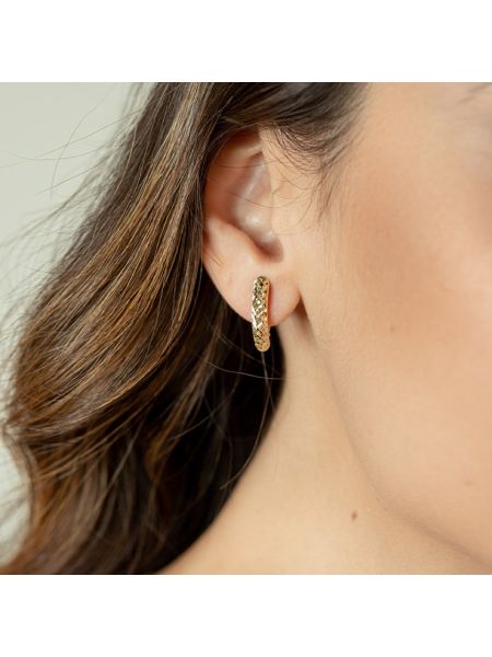 Brinco Feminino de Ouro 18k Bordado