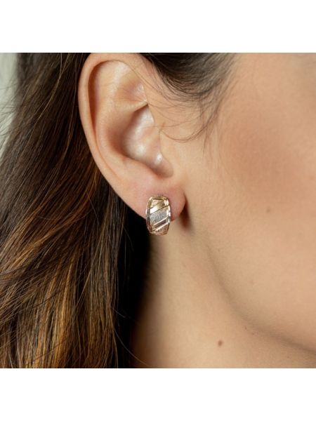 Brinco de Ouro 18k Bordado Tricolor