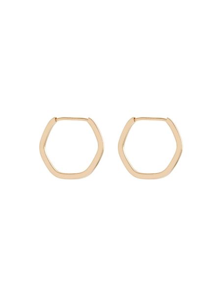 Brinco de Argola Ouro 18k Hexagonal Pequeno Fio Quadrado