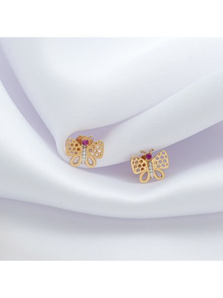 Brinco Feminino de Ouro 18k Borboleta