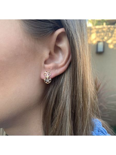 Brinco de Ouro 18k Feminino Tricolor Flores