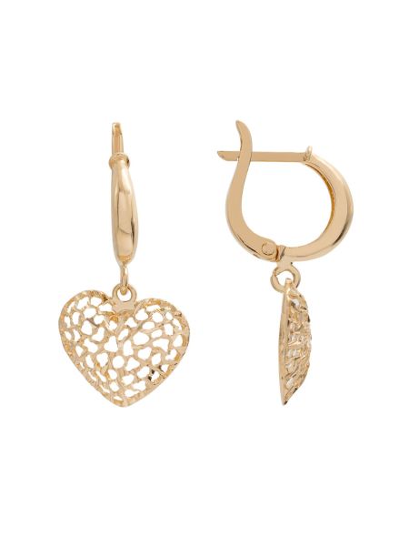  Brinco Feminino de Ouro 18k de Argola e Coraçao Pendurado