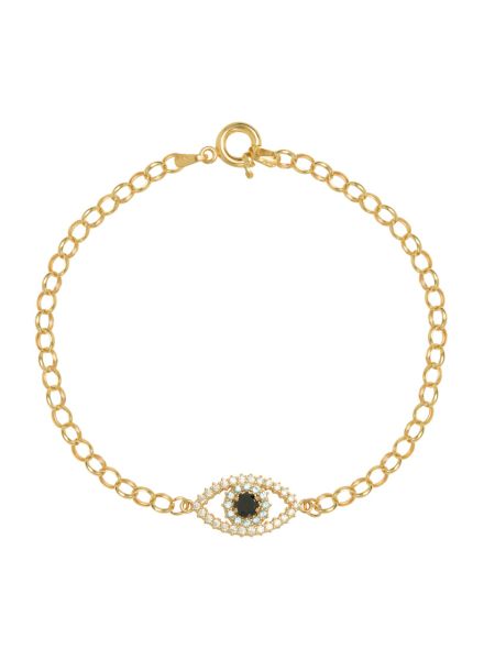 Pulseira de Ouro 18k Feminina Olho Grego com Pedras