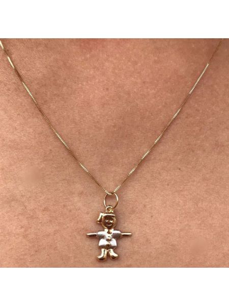 Pingente Menina Ouro Fosqueada