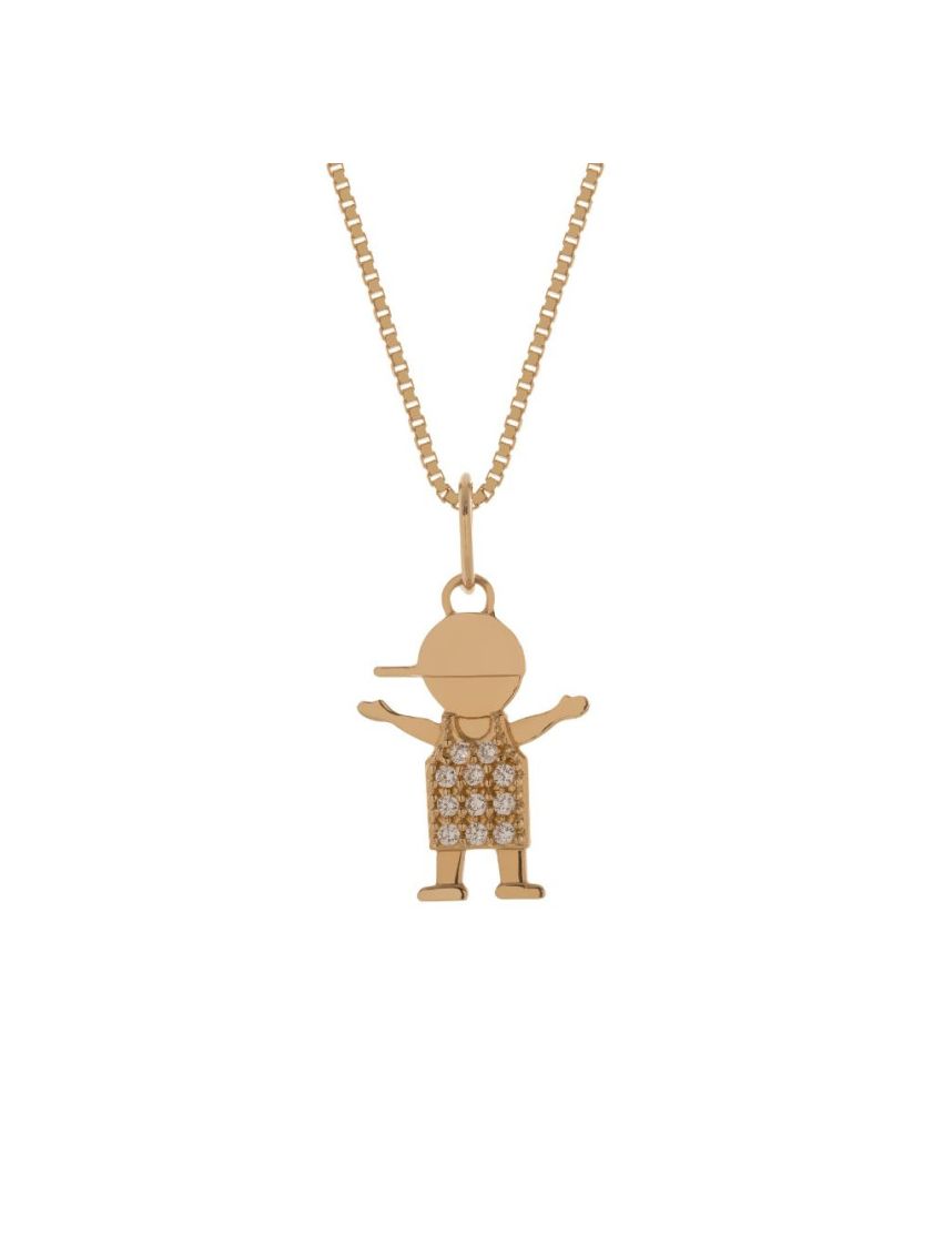 Pingente Menino Ouro 18k com Zircônia