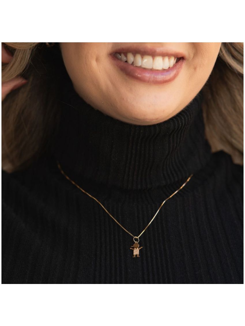Pingente Menino Ouro 18k com Zircônia