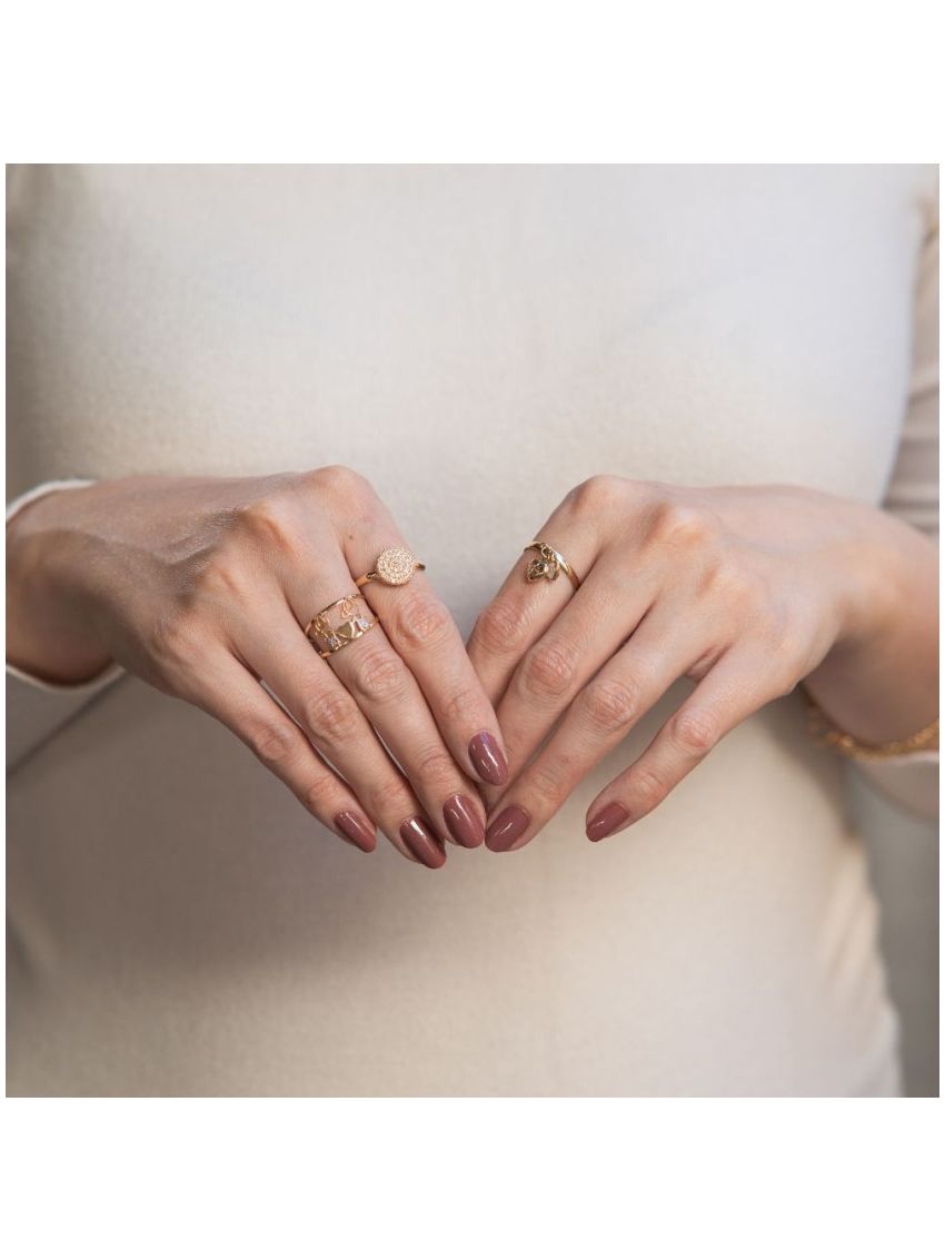 Anel Feminino de Ouro 18k Com Pedras
