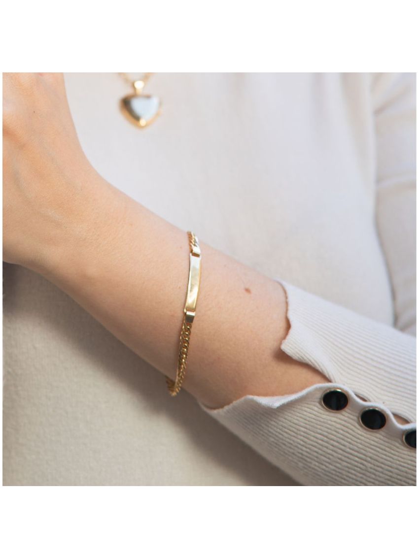 Pulseira de Ouro 18k com Placa Romana Nill
