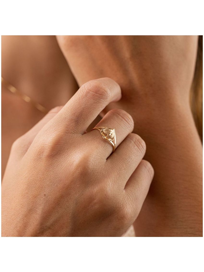 Anel De Ouro 18k Delicado Coração