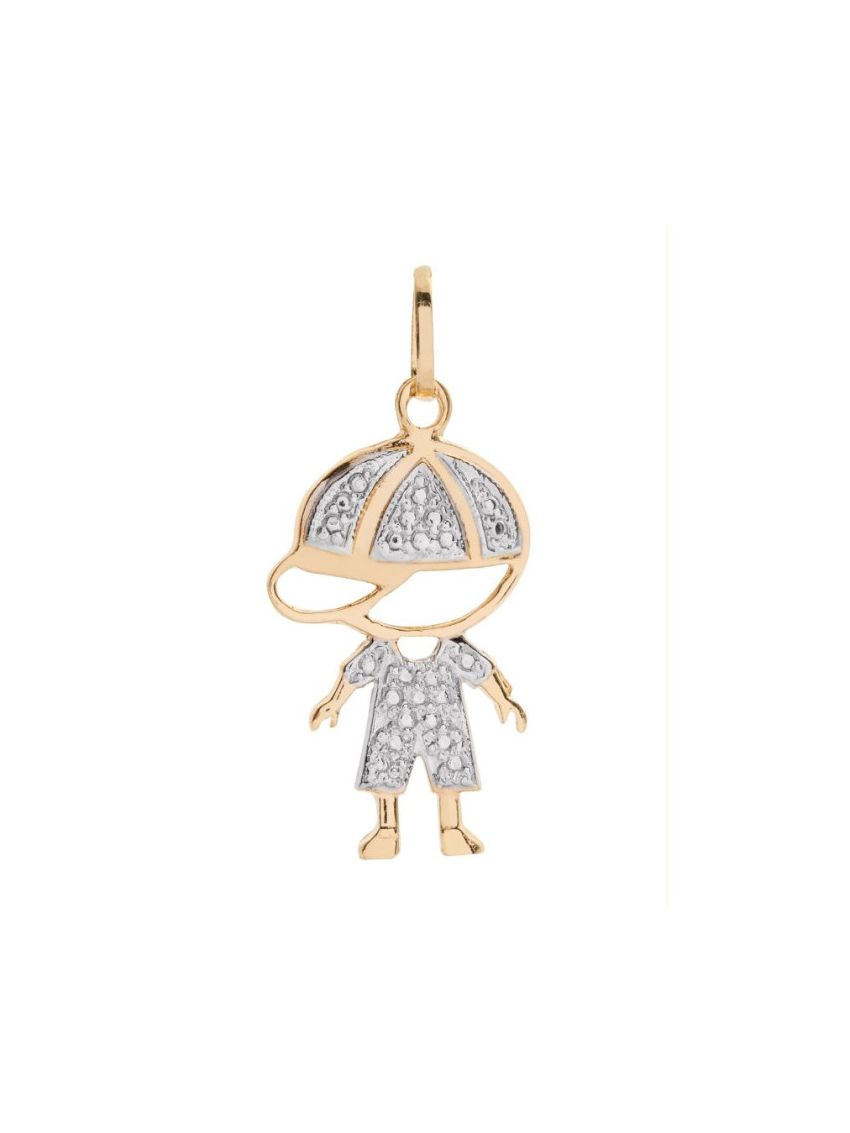 Pingente de Ouro Menino com ouro Amarelo e Branco
