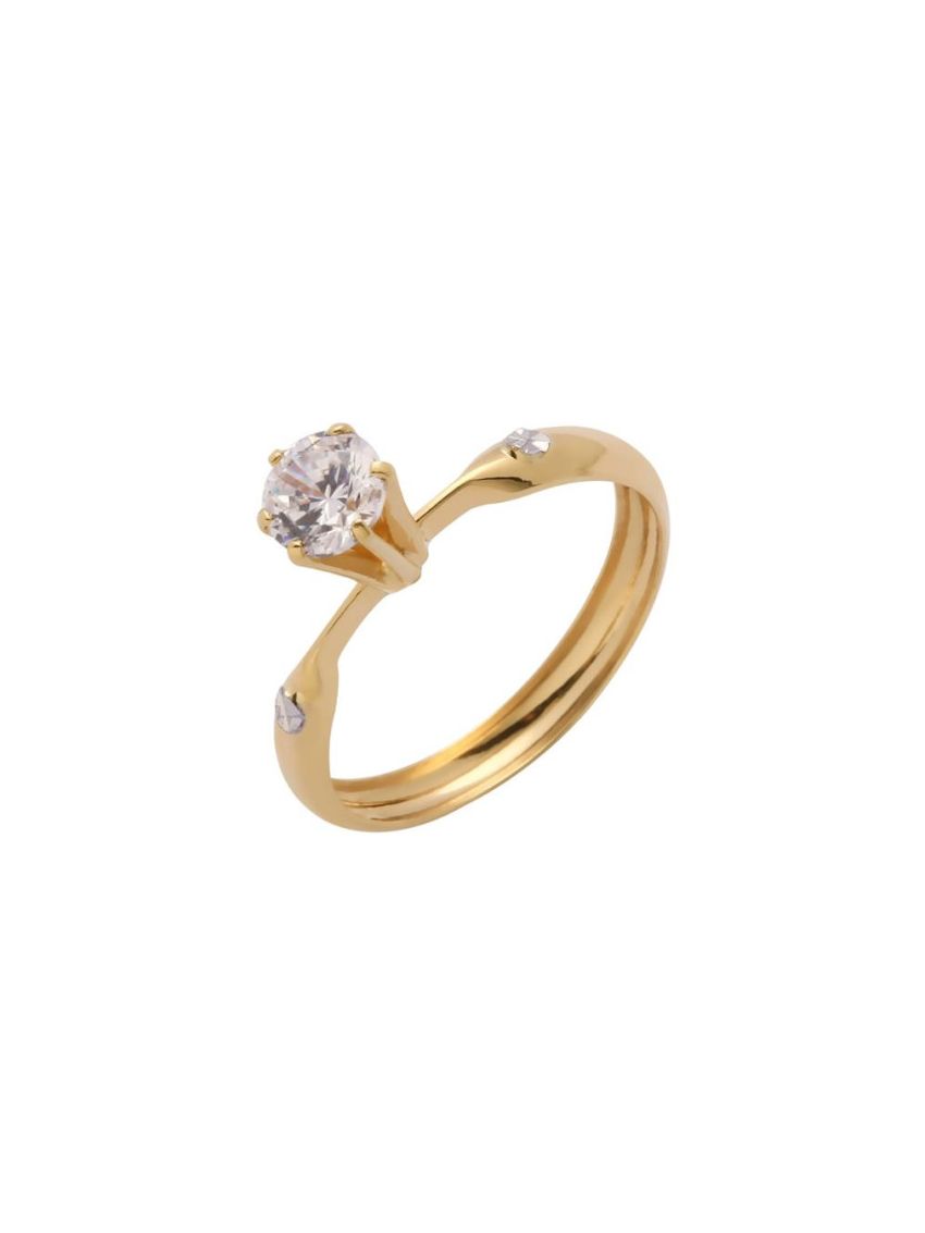 Anel de Ouro 18k Solitário com Pedra Zircônia 5mm