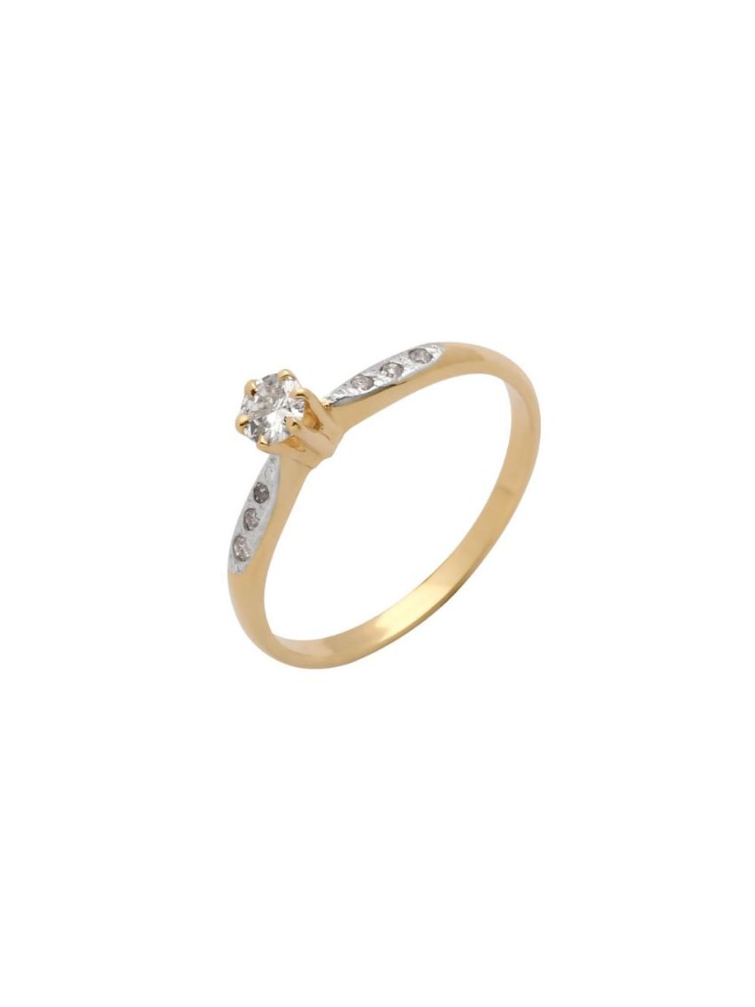Anel de Ouro 18k Solitário com 7 Brilhantes