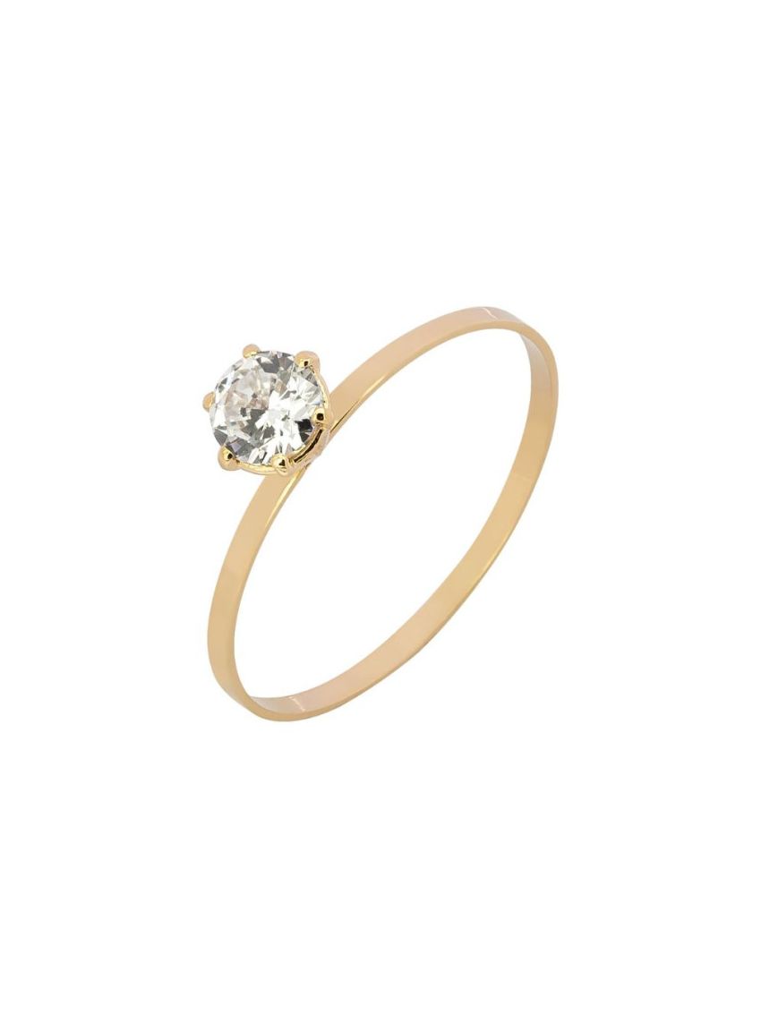 Anel de Ouro 18k  Feminino Solitário Pedra 5mm