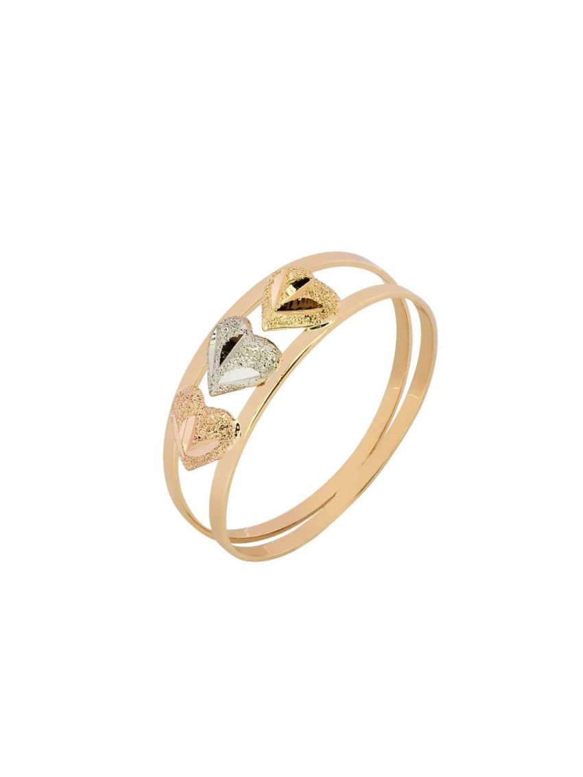 Anel de Ouro 18k Tricolor Três corações 