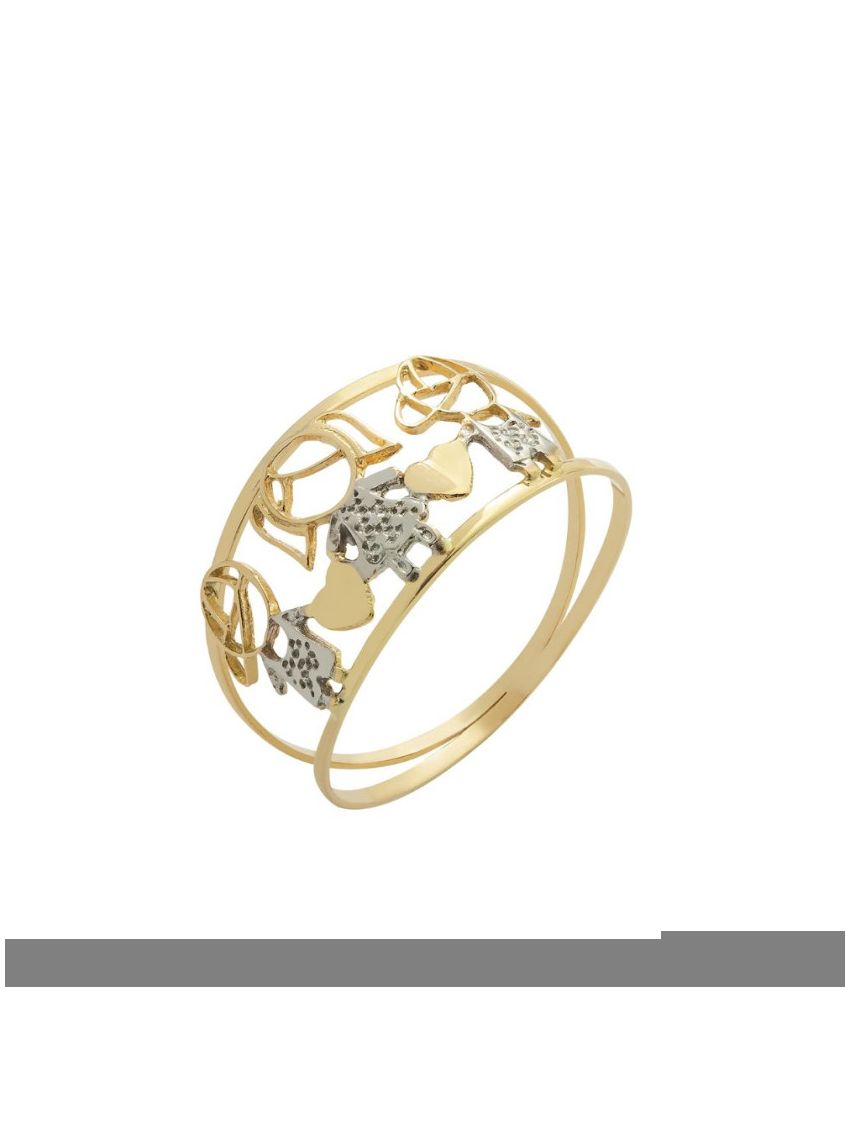 Anel de Ouro 18k Filhos com Coração