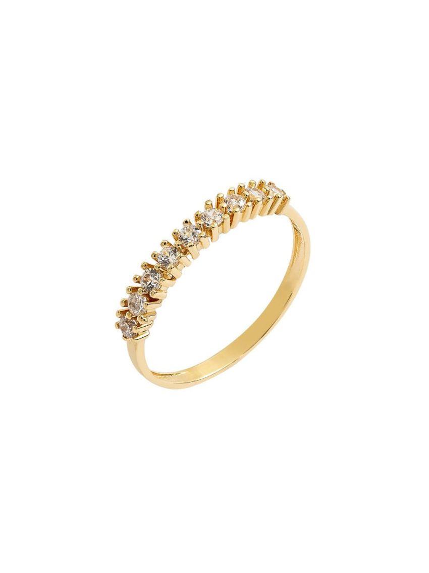Meia Aliança de Ouro 18k com Zircônias de 2mm