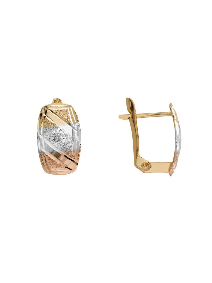 Brinco de Ouro 18k Bordado Tricolor