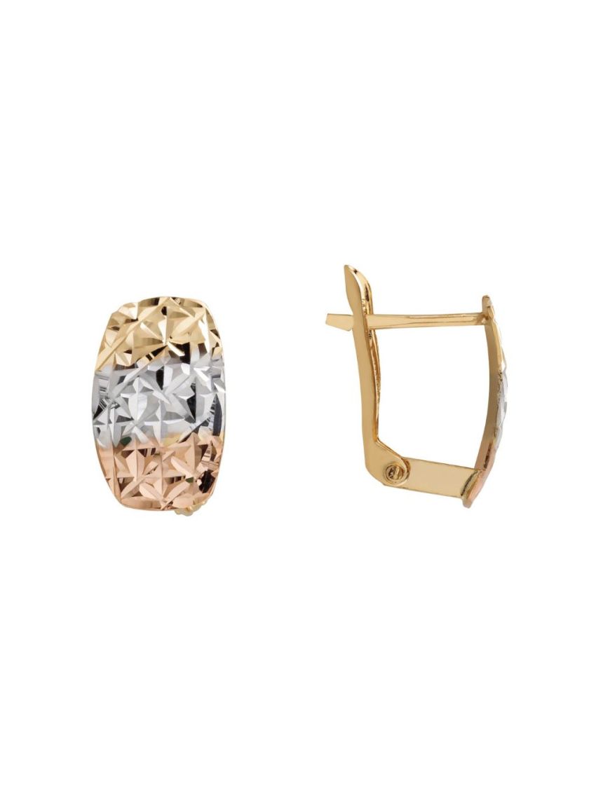 Brinco de Ouro 18k Bordado Tricolor