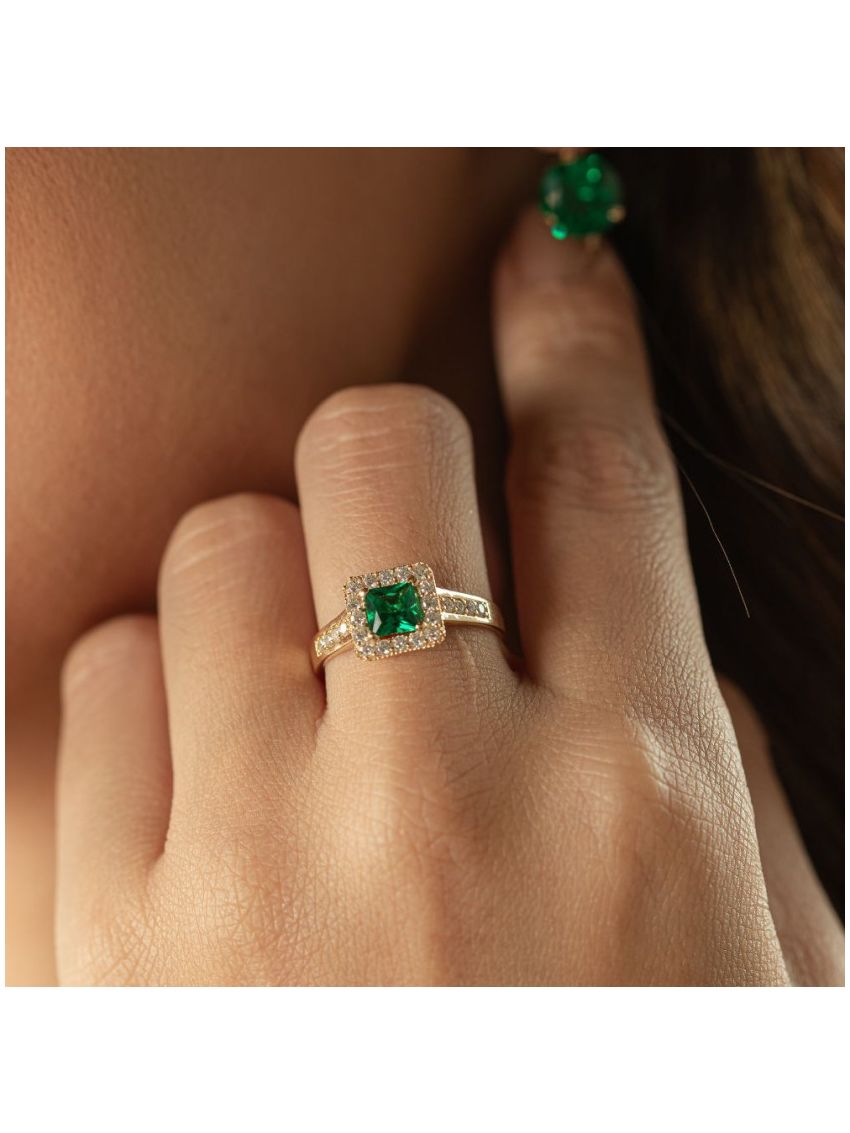 Anel de Ouro 18k Feminino com Pedras