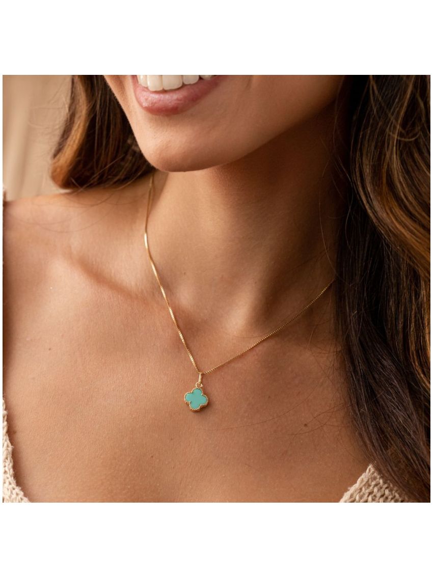 Pingente Feminino de Ouro 18k Trevo