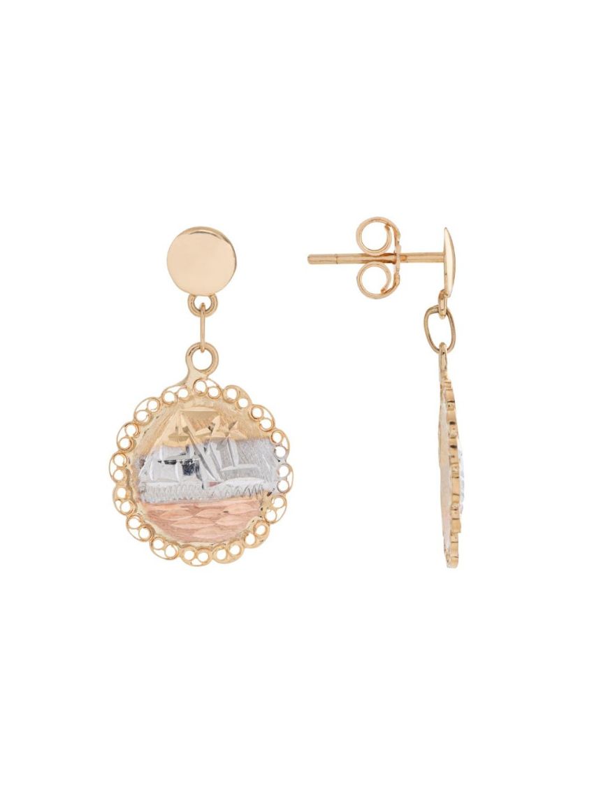 Brinco Feminino de Ouro 18k Escrava Tricolor