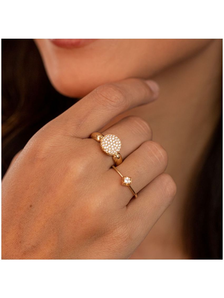 Anel Feminino de Ouro 18k Solitário Diamante 3mm