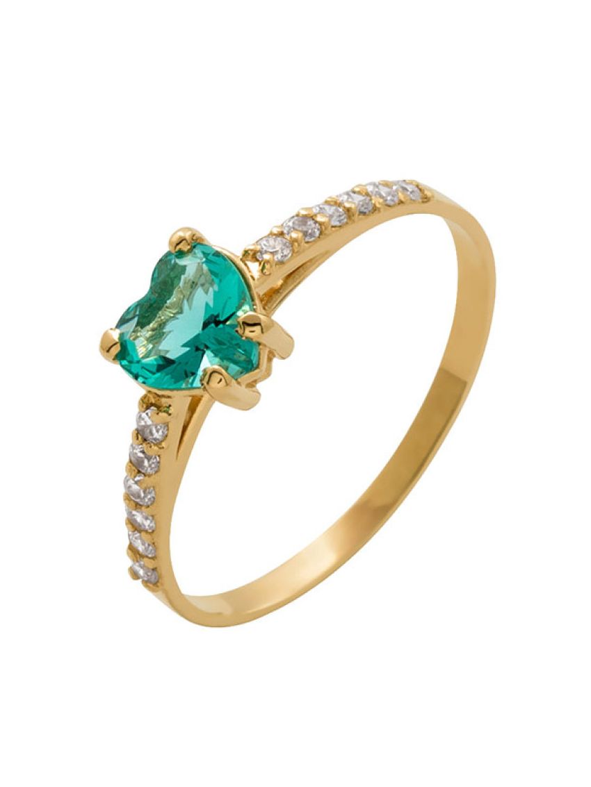 Anel de Ouro 18k com Coração de Zircônia