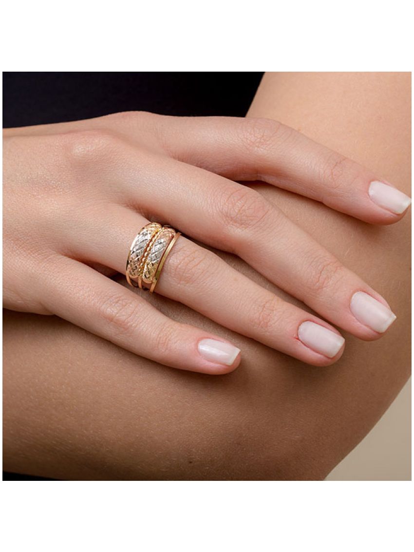 Anel de Ouro 18k Tre Anelli