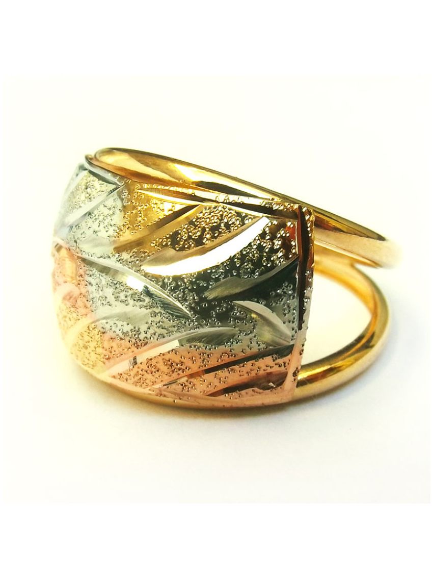 Anel em Ouro Branco, Rose e Amarelo 18k Marola