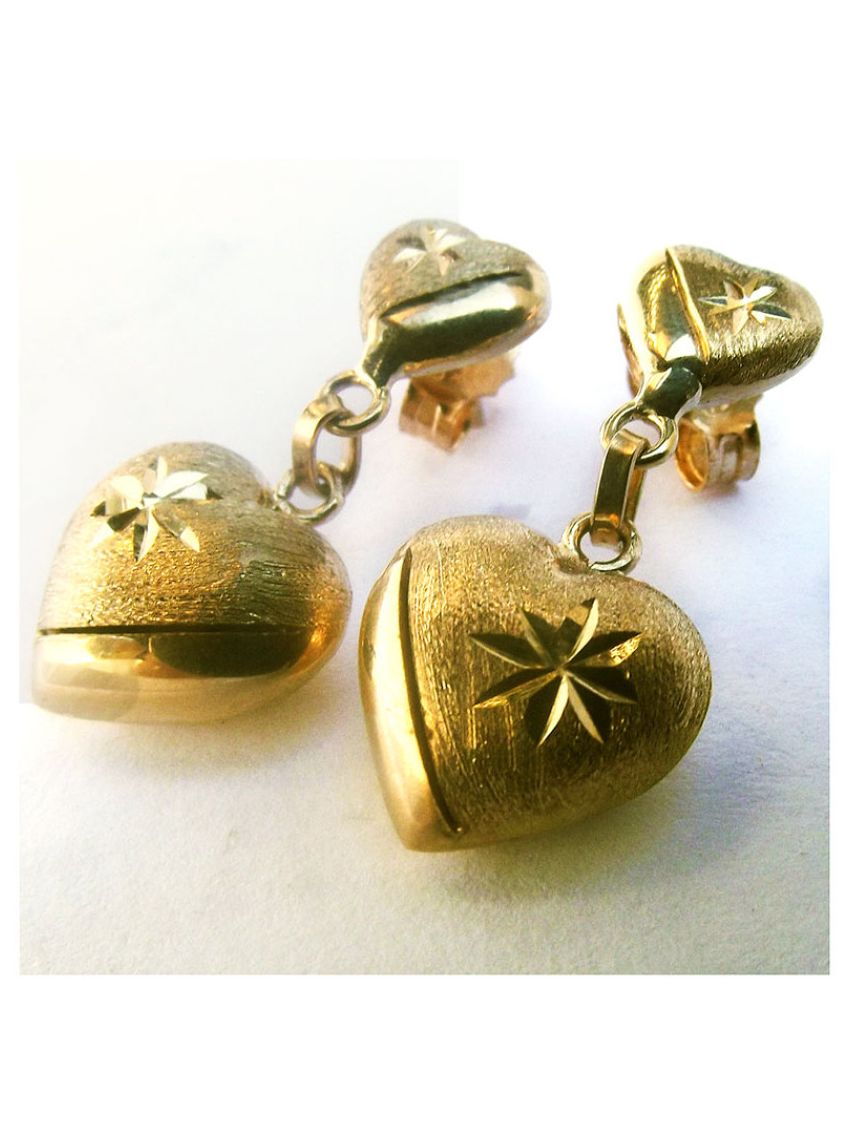 Brinco Ouro 18k Delicados Corações Feminino