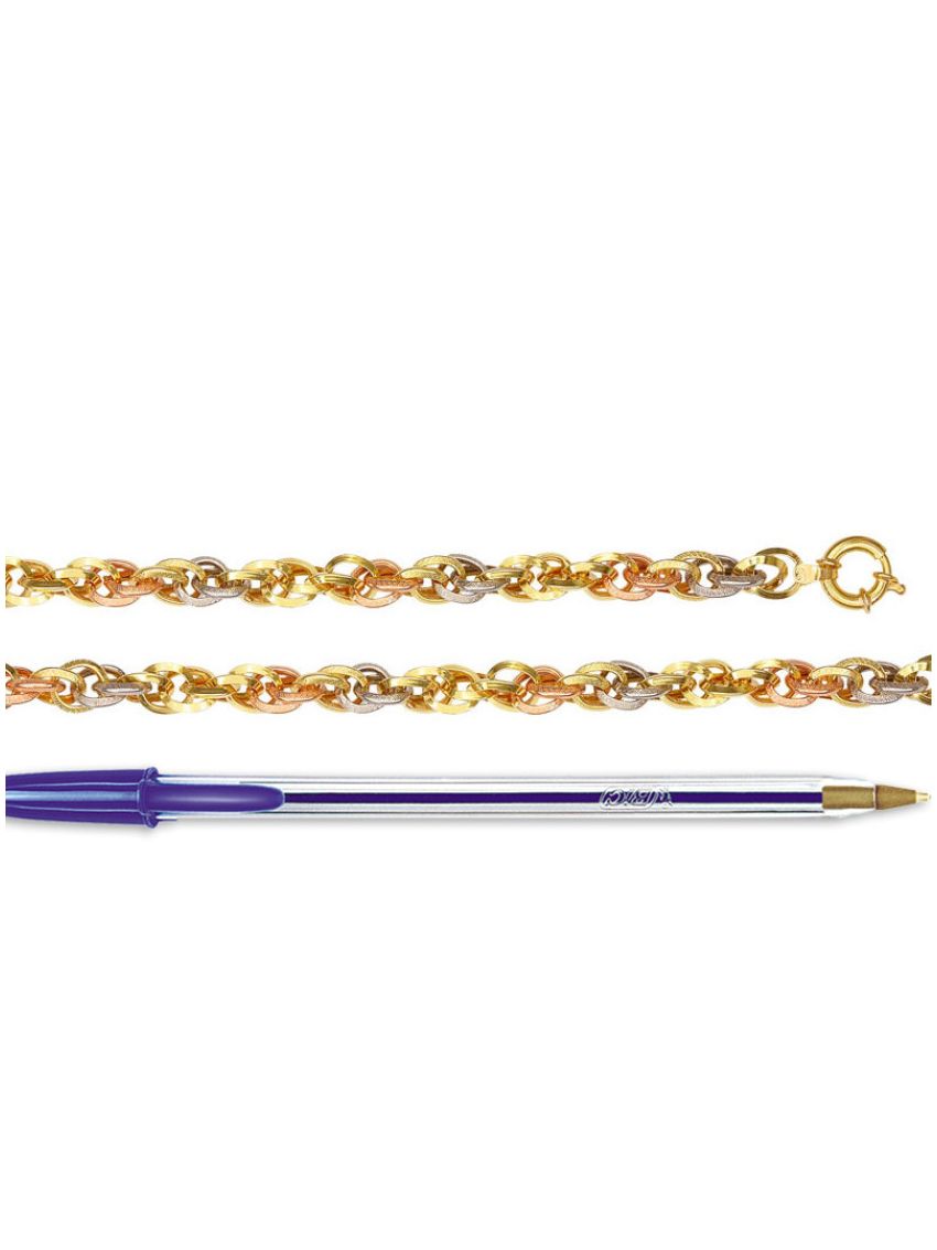 Corrente Ouro Feminina 18k Meticulosa tricolor - 50 cm 