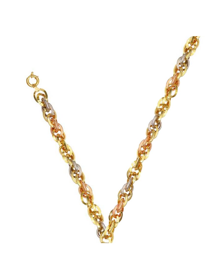 Corrente Ouro Feminina 18k Meticulosa tricolor - 50 cm 