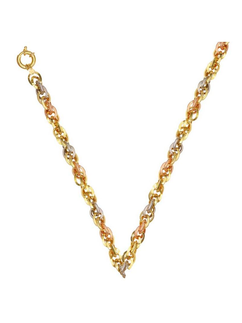 Corrente de Ouro Mini Tricolor 45 cm 