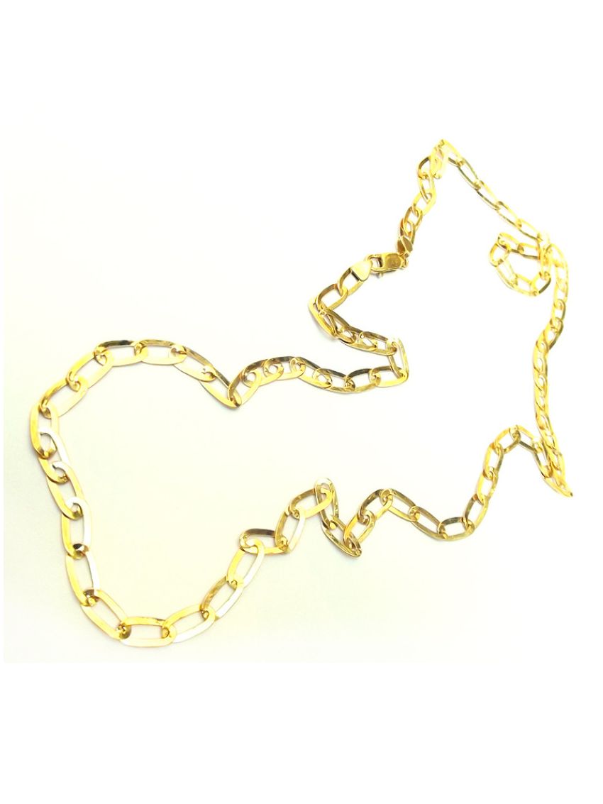 Corrente de Ouro Larga Achatada 18k Maglie Ovale 60 cm