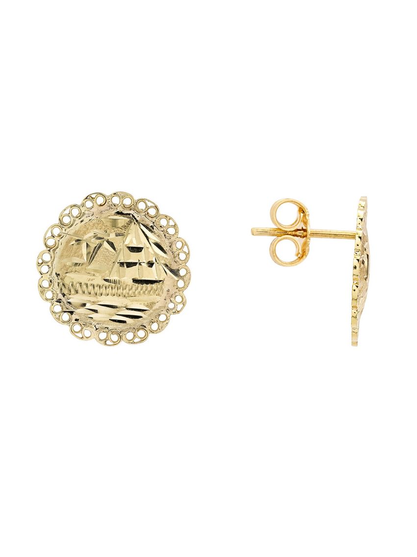 Brinco de Ouro 18k Feminino Bordado Escrava 
