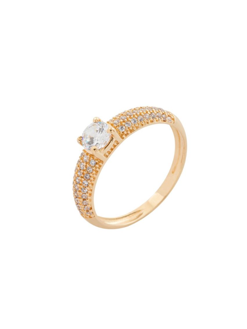 Anel de Ouro 18k Feminino com Pedras