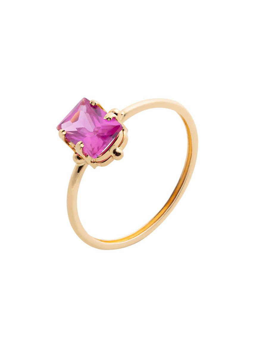 Anel de Ouro 18k Com Pedra Turmalina Rosa
