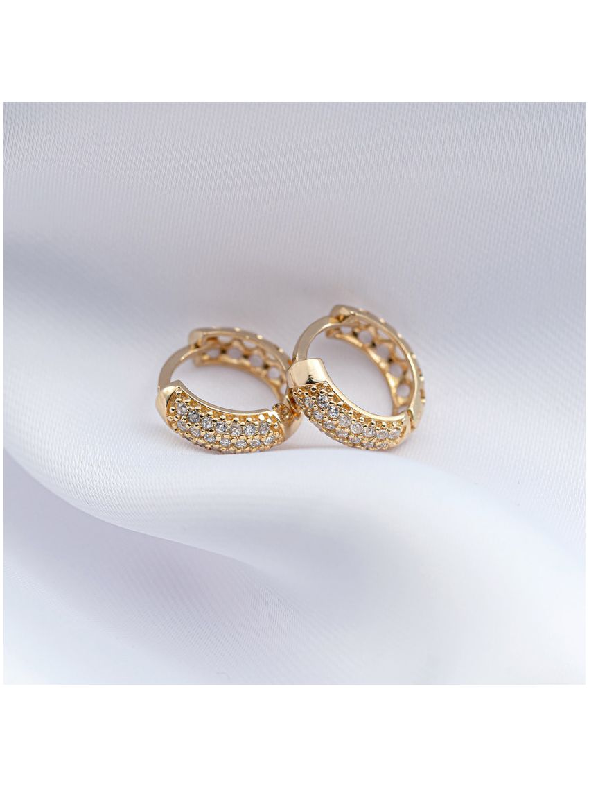 Brinco Argola de Ouro 18k com Zircônias