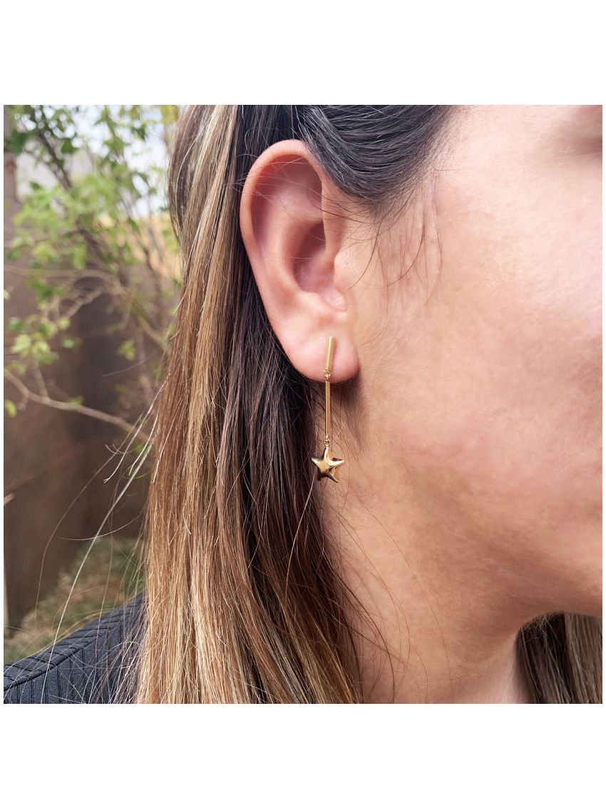 Brinco de Ouro 18k Estrela Stella
