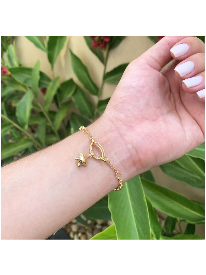 Pulseira de Ouro 18k Portuguesa Feminina com Estrela Stella