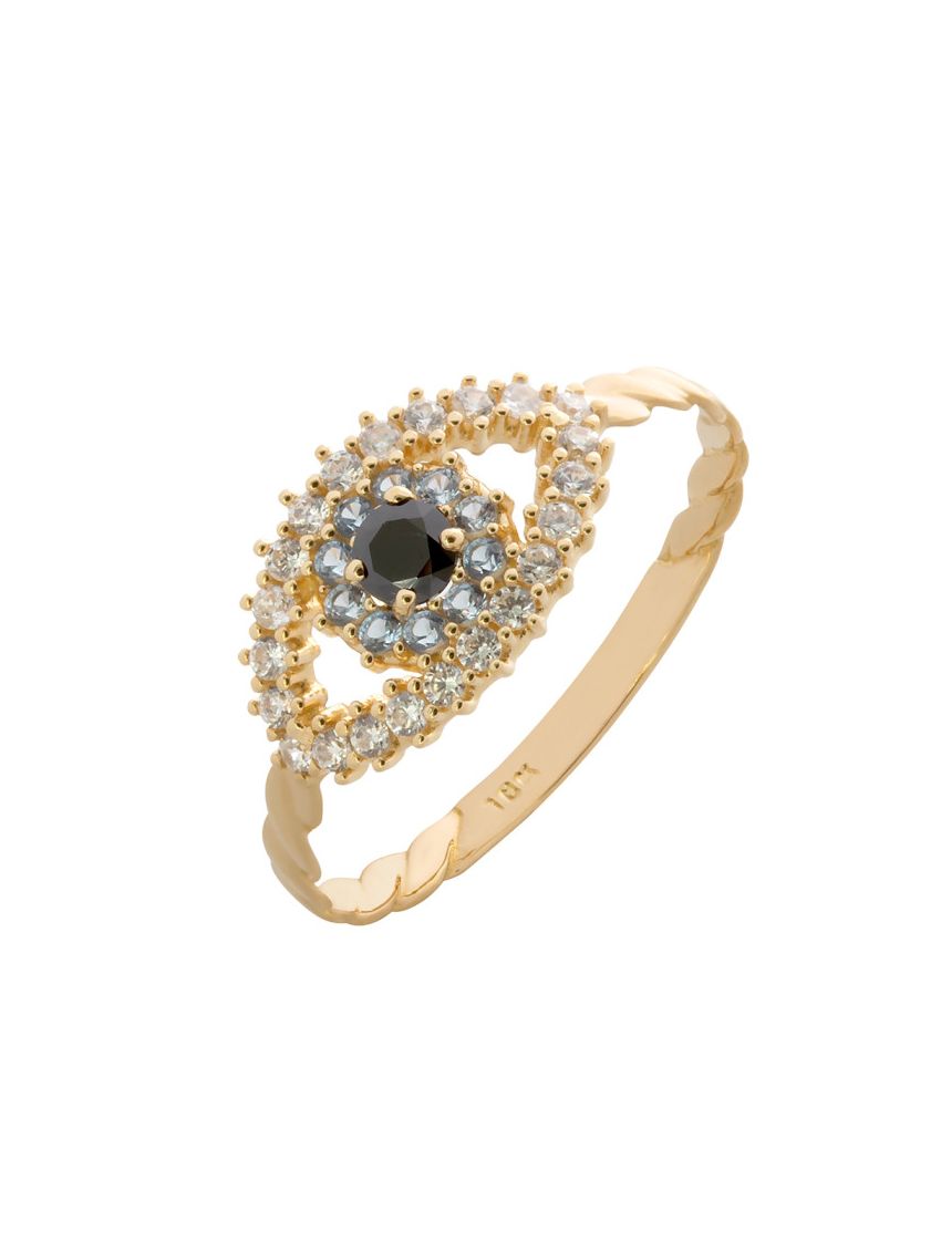 Anel de Ouro Feminino 18k Olho Grego