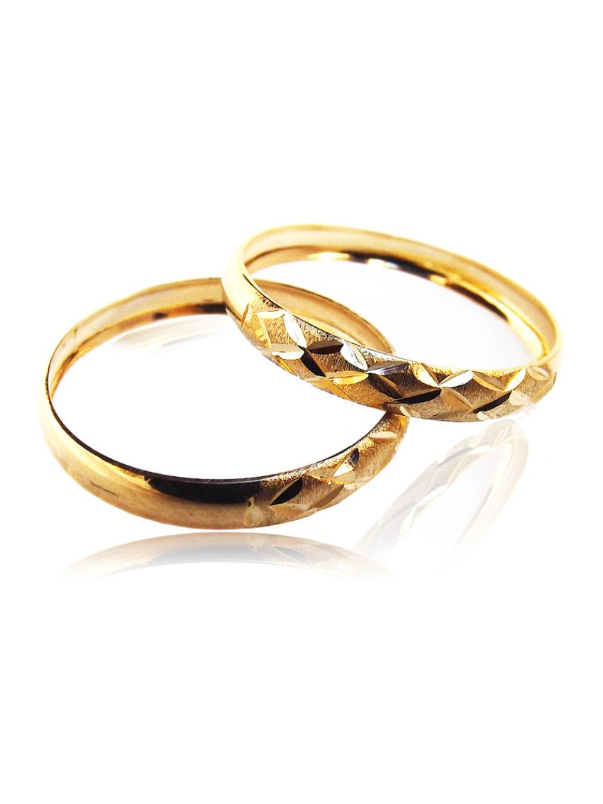 Par Aparador de Ouro 18k Plaid Giallo para Aliança Xadrez 2 peças 