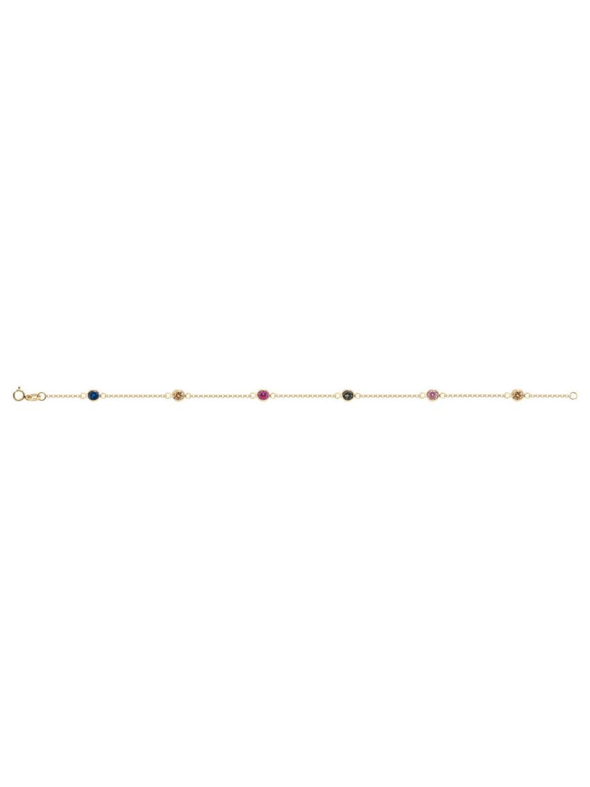 Pulseira de Ouro Feminina Com Pedras Coloridas