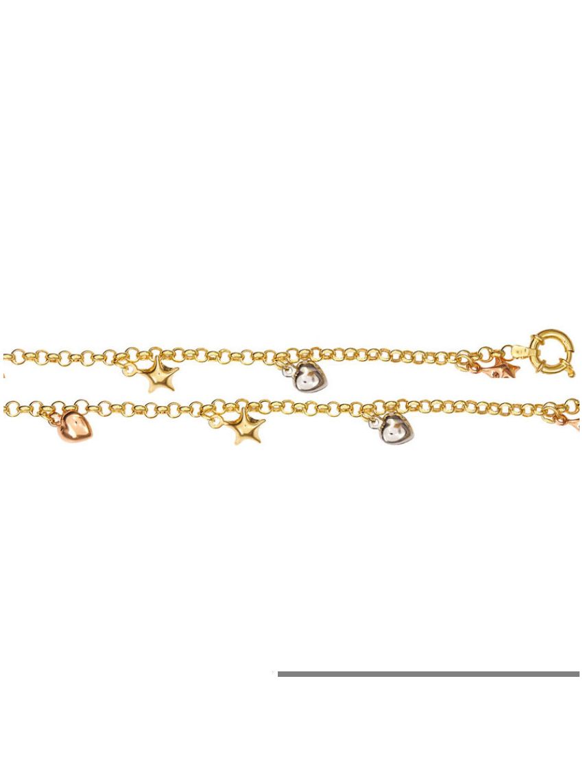 Pulseira em Ouro Berloques arco 18k Piccolo Cuore Stellato